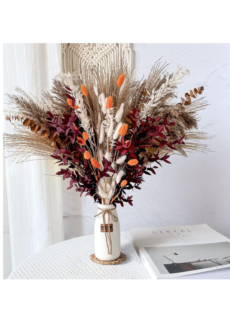 KASTWAVE Natural Dried Pampas Grass, Boho Decor Fluffy White Pompous Grass Large Reed Bunny Tail Wheat Stalk Decorative Plumes Italian Ruscus Solidago Goldenrod Flower Bouquet  - Image 1