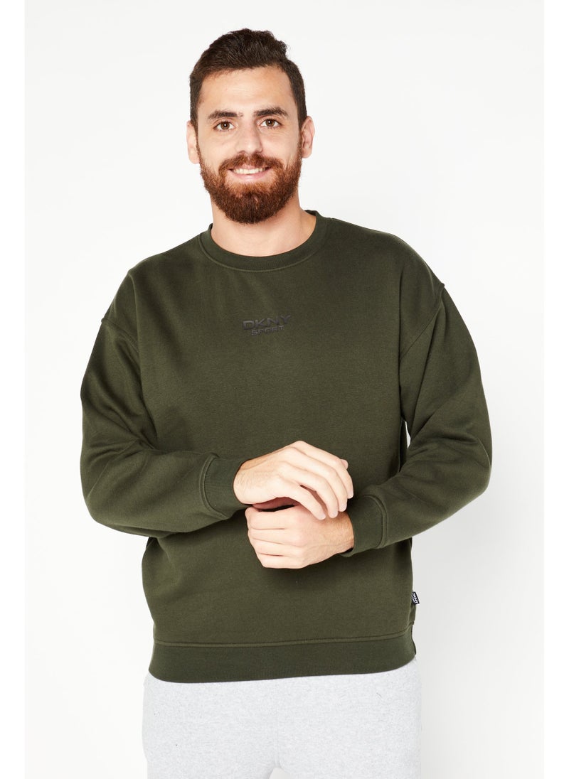 DKNY Sport Men Sportswear Fit Long Sleeves Running Sweatshirt, Green  - Image 1