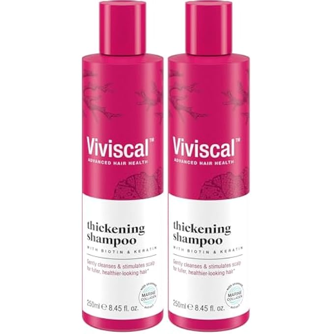 Viviscal Thickening Shampoo, Formulated With Biotin And Keratin, Fortified With Marine Collagen & Seaweed Extract, Strengthens & Reduces Breakage, Healthier Looking Hair 250ml (8.45 fl oz.)(Pack of 2)