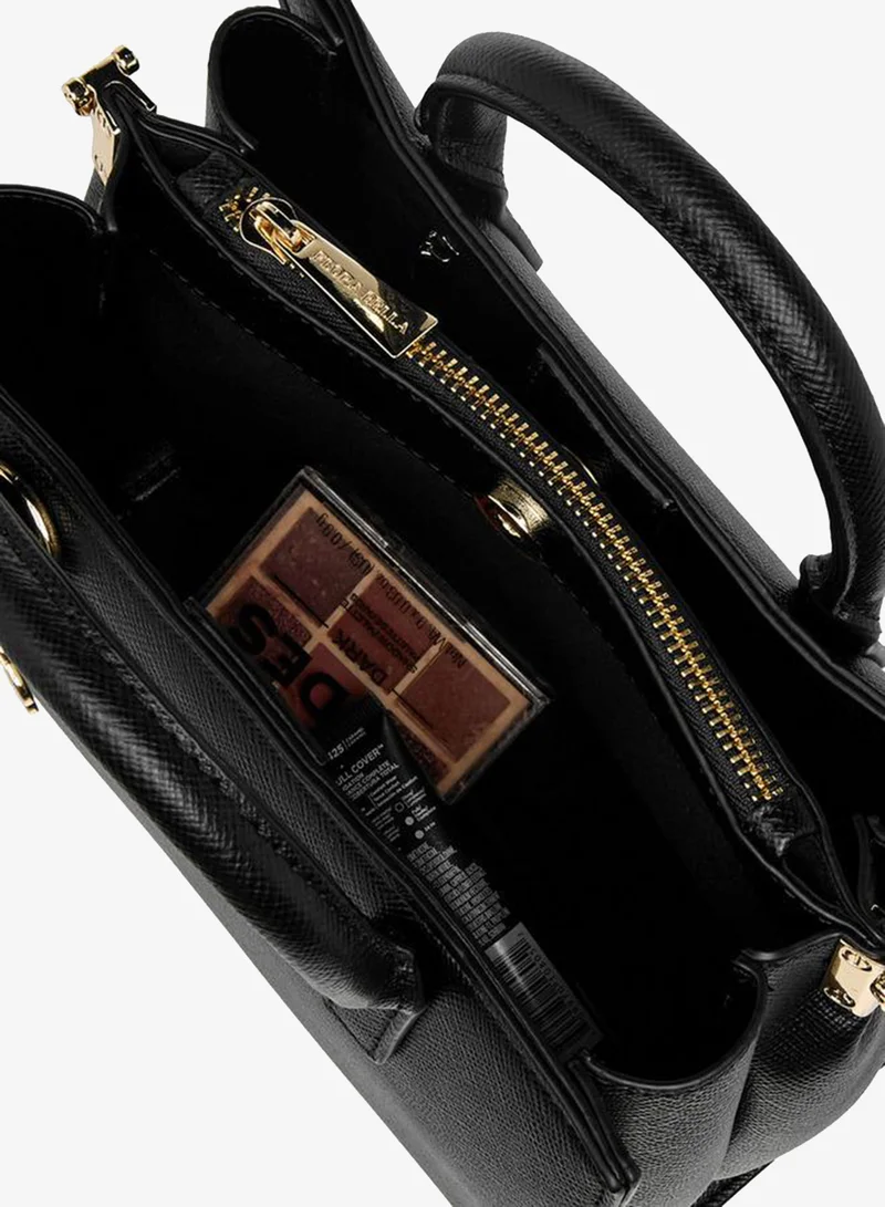Flora Bella By Shoexpress BLACK Solid Tote Bag with Double Handle for Women | Best Price UAE