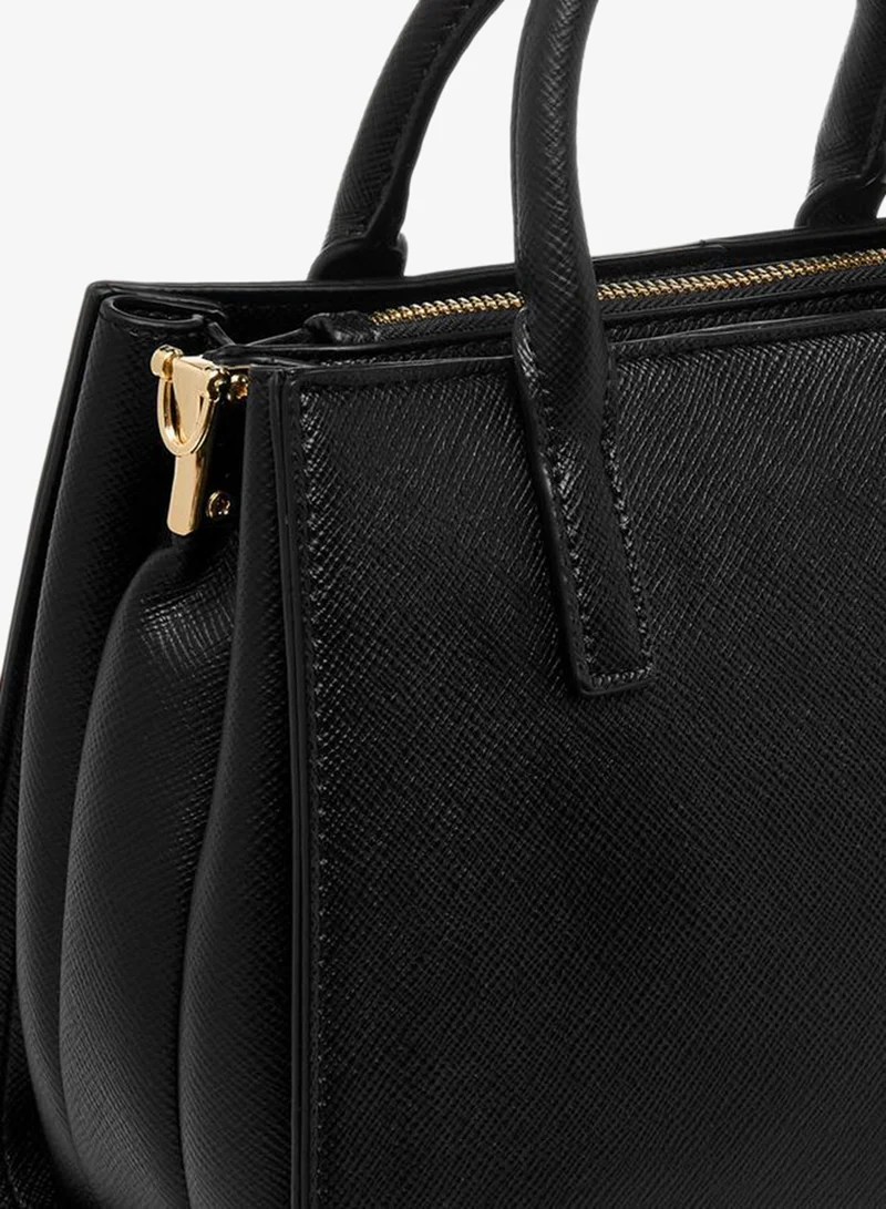 Flora Bella By Shoexpress BLACK Solid Tote Bag with Double Handle for Women | Best Price UAE