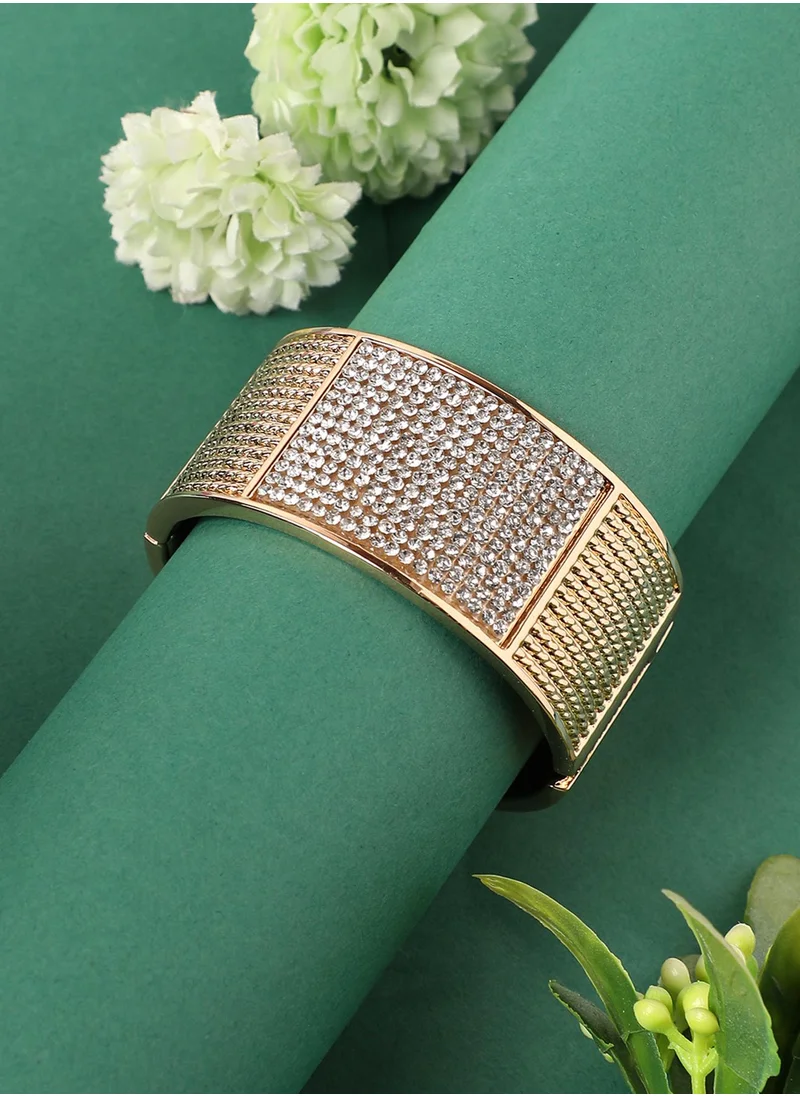 SOHI Embellished Cluster Cuff Bracelet