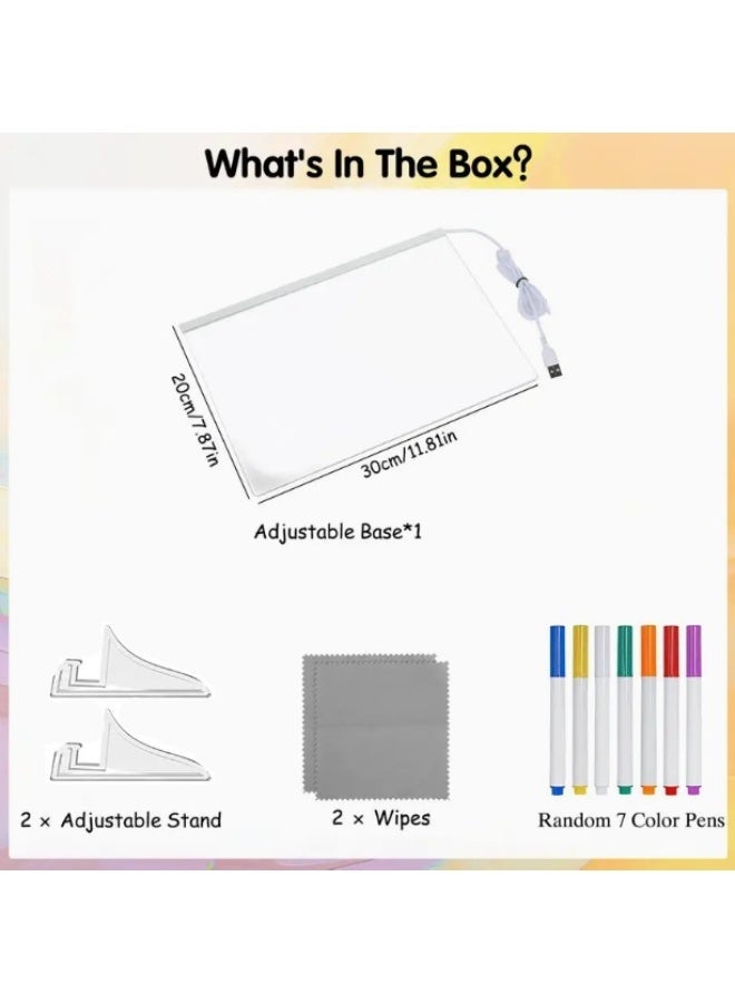 Doodle Glow LED Drawing Board - Reusable Acrylic Dry Erase Light Board with 7 Color Markers,  Home, Office (11.81"x7.87") Colorful Lighting Style - Image 5