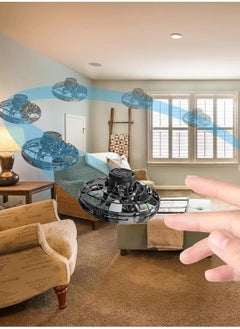 Festive Gallery Flying Orb Ball, Flying Spinner Mini Drone, Hand Operated Drones for Kids Adults, with Lights, Birthday Cool Toys Gifts for 6 7 8 9 10+ Year Old Boys Girls Teens Indoor Outdoor (Black)  - Image 5