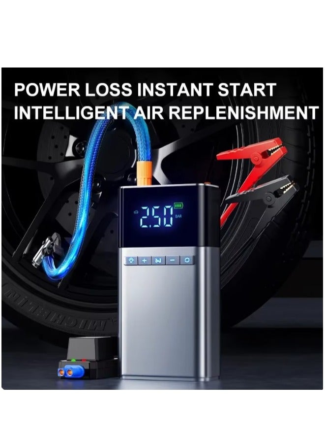 REBENUO Rebenuo Air Compressor Pump with Car Battery Starter 12V Battery Pack with 150 PSI Automatic Tire Inflator Battery Booster Box with Crisis Tools RCP216 - Image 3
