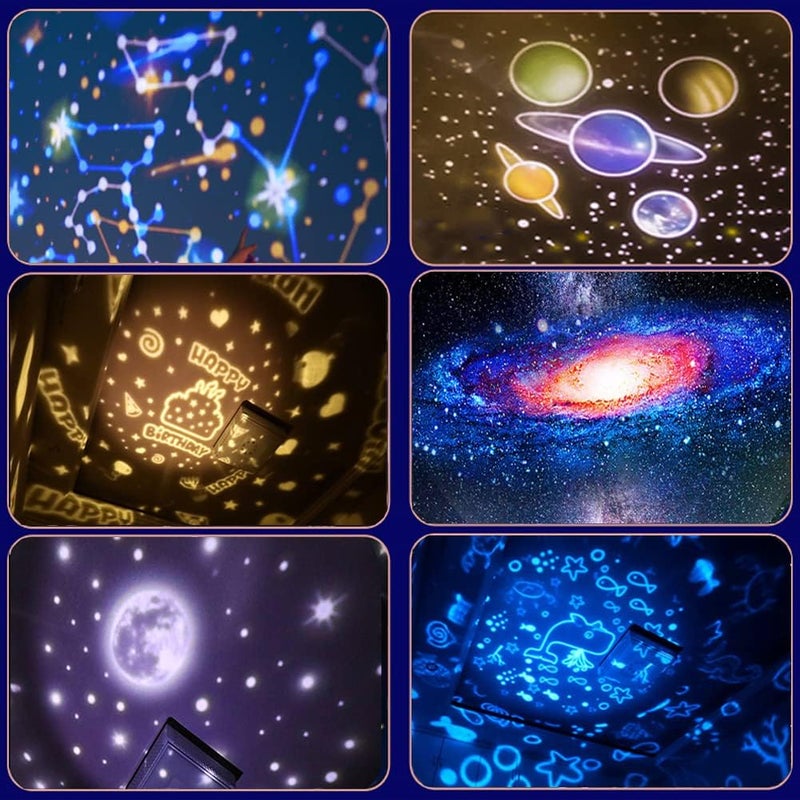 Kids Night Light Projector - Star Light Projector with USB Cable, 360 Degree Rotation Kids Star Projector Lamp Bedroom Star Projector Night Light Best Gifts for Kids - 7 Sets of Film - Image 2