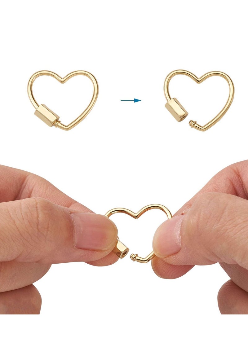 5Pcs Mixed Screw Keychain Carabiner Lock Clasps Real 18K Gold Plated Locking Hook Closure Buckle for Necklace Bracelet Making Mini Dangling Charms Pendant Keyrings Handbag Decor