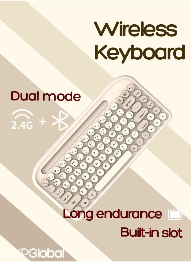 EXPGlobal - Wireless Bluetooth keyboard, Cute Mini 84-key Compact Keyboard, Dual mode 2.4GHz wireless connect - Image 1