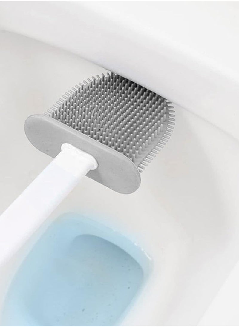 Bukela Toilet Bowl Brush and Holder Set for Bathroom,4 Pieces Toilet Bowl Brush Set Punch Free Wall Mounted Toilet Brush Holder with 3 Brush for Bathroom(White)  - Image 2