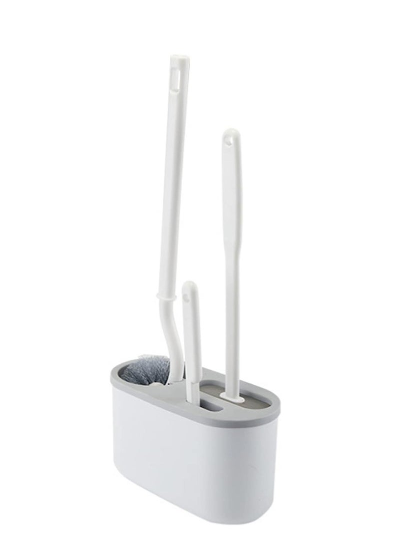Bukela Toilet Bowl Brush and Holder Set for Bathroom,4 Pieces Toilet Bowl Brush Set Punch Free Wall Mounted Toilet Brush Holder with 3 Brush for Bathroom(White)  - Image 1