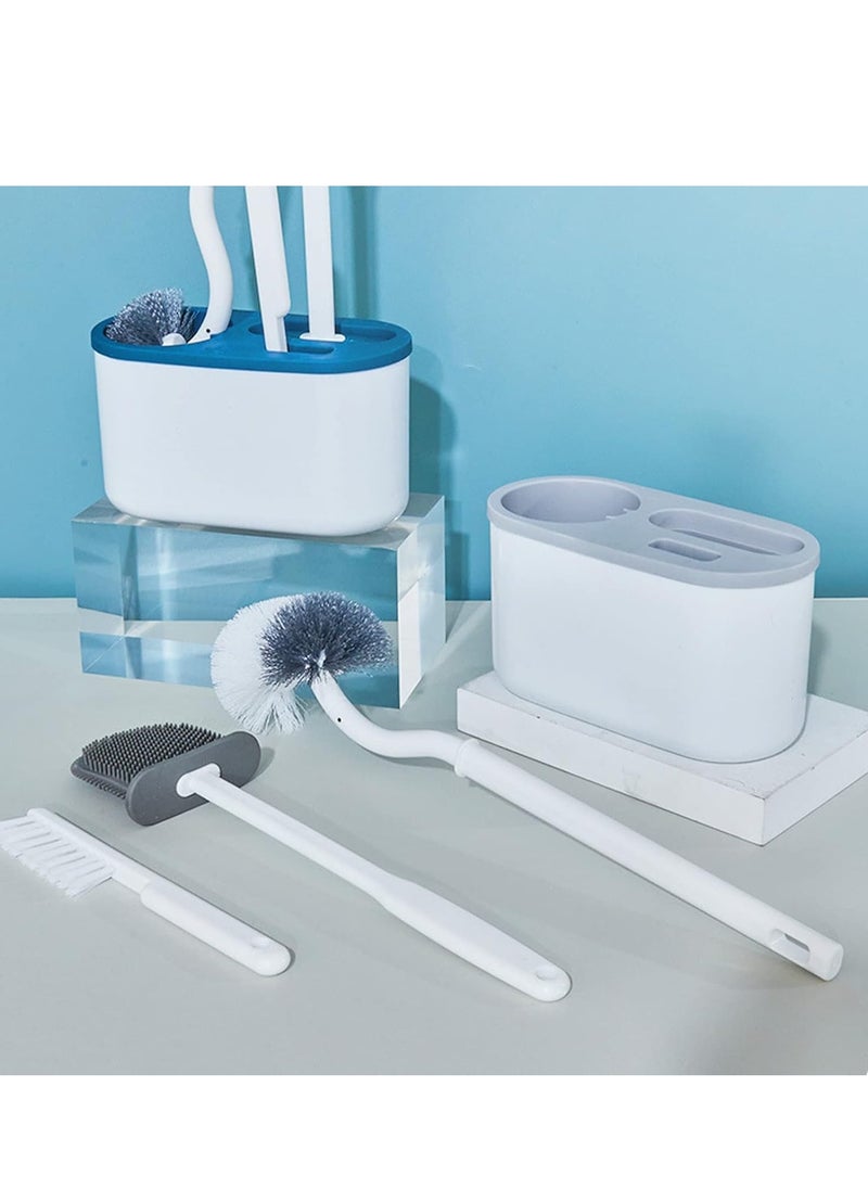 Bukela Toilet Bowl Brush and Holder Set for Bathroom,4 Pieces Toilet Bowl Brush Set Punch Free Wall Mounted Toilet Brush Holder with 3 Brush for Bathroom(White)  - Image 5