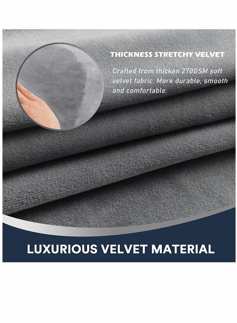 SYOSI SYOSI Sofa Armrest Covers, Stretch Silver Fox Velvet-Plush Arm Covers, for Chairs and Sofas Anti-Slip Couch Armrest Covers with Sticker Furniture Armrest Protector, Set of 2, Grey - Image 5