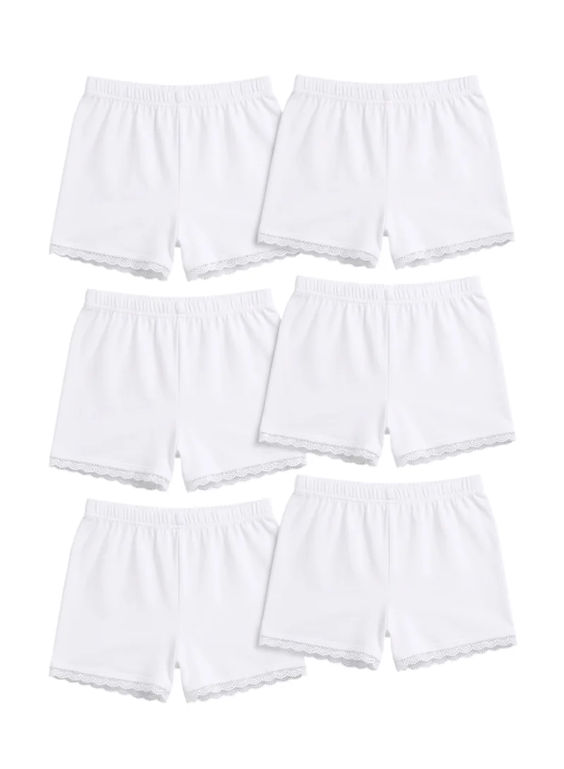 بيداني Girls' Underwear Shorts (6-Pack) – Soft Cotton Under Dress Bike Shorts with Delicate Lace Trim