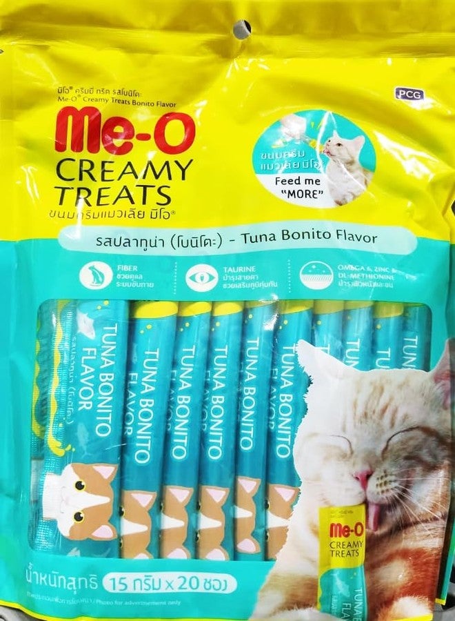 Me-O Creamy Adult cat Treat (Bonito Flavor) -Pack of 20 Sticks, Red (Zkxkzc) - Image 2