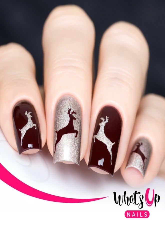 Whats Up Nails - Christmas Nail Vinyl Stencils 4 Pack (Candy Canes, Ribbon Tree, Deer, Gold Merry Snowflake) for Nail Art Design - Image 4