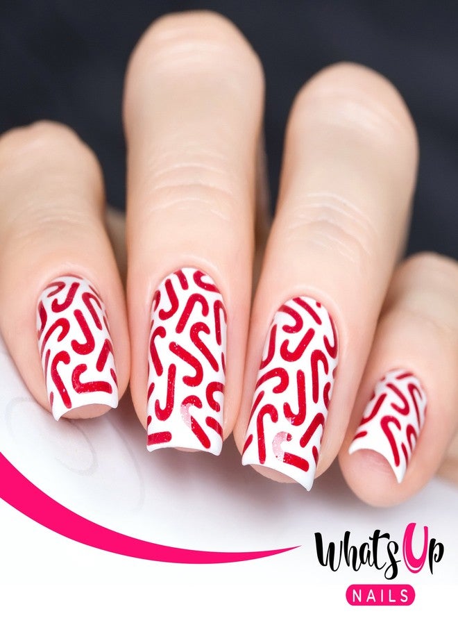 Whats Up Nails - Christmas Nail Vinyl Stencils 4 Pack (Candy Canes, Ribbon Tree, Deer, Gold Merry Snowflake) for Nail Art Design - Image 3