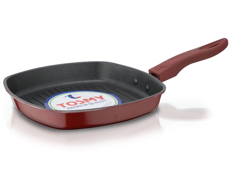 Tosmy Non-Stick Square Grill PAN 22C RED (TSCGP01R) - Image 1
