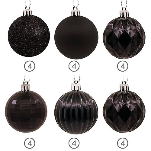 Hallmark Black Shatterproof Christmas Ornaments Set  24-Piece - Image 5