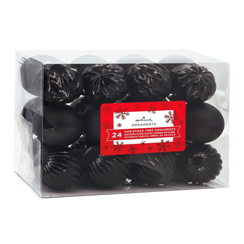 Hallmark Black Shatterproof Christmas Ornaments Set  24-Piece - Image 2