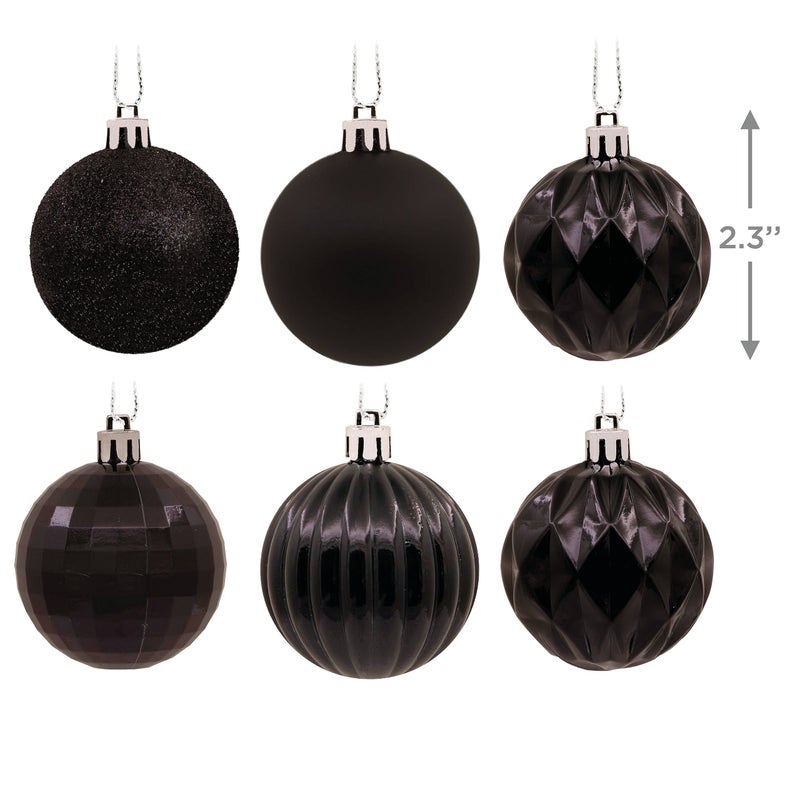 Hallmark Black Shatterproof Christmas Ornaments Set  24-Piece - Image 3