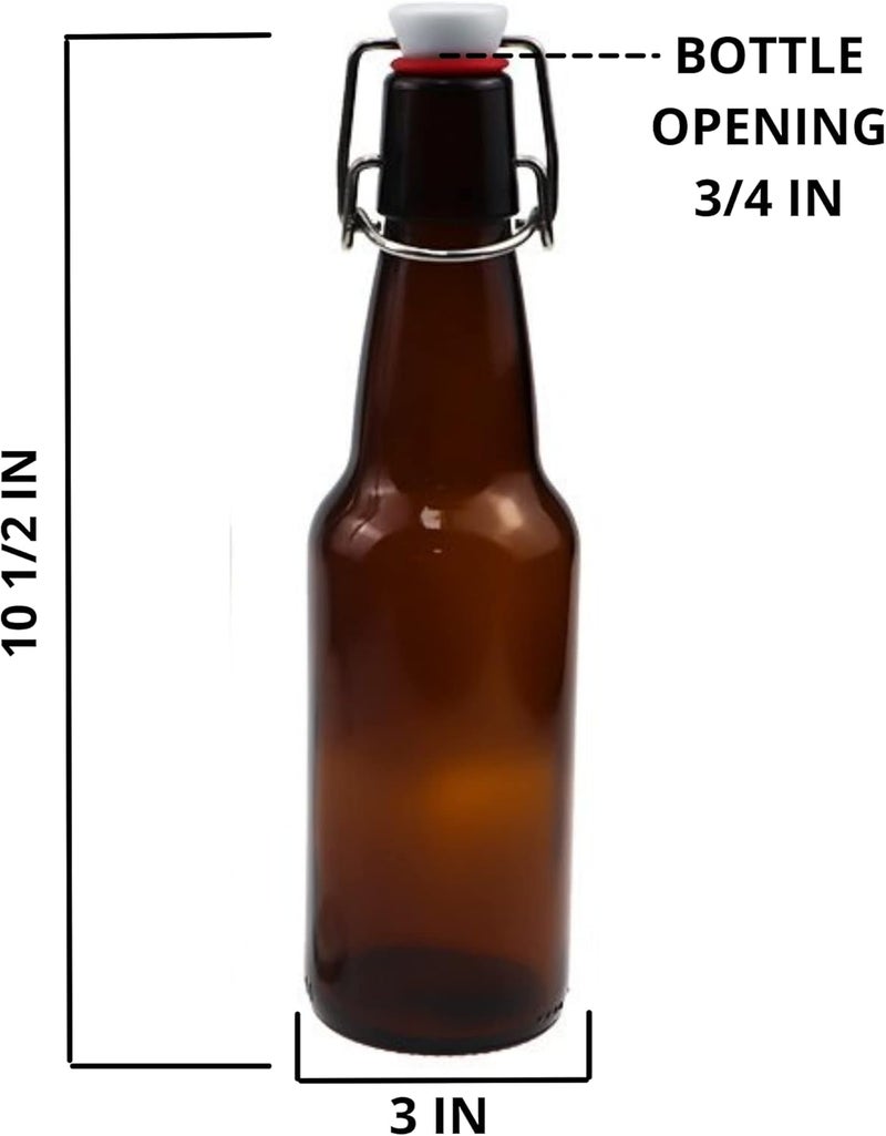 ICE N COLD | Pack of 6 Amber 16-20oz Growler with Flip Top Airtight Silicone Seal | For Beverages, Oil, Vinegar, Kombucha, Beer, Water, Soda, Kefir - Image 3