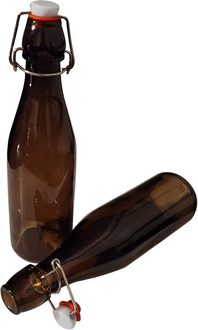 ICE N COLD | Pack of 6 Amber 16-20oz Growler with Flip Top Airtight Silicone Seal | For Beverages, Oil, Vinegar, Kombucha, Beer, Water, Soda, Kefir - Image 2