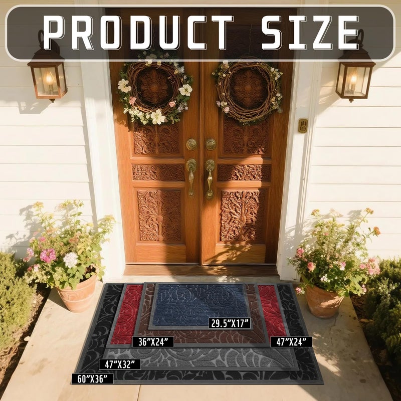 Yimobra Door Mat Outside Entrance 29.5x17, Waterproof Sturdy Outdoor Mats for Front Door, Heavy Duty Non-Slip Doormat for Garage Patio Entryway Indoor, Easy Clean, Blue - Image 2