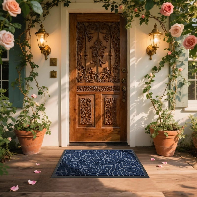 Yimobra Door Mat Outside Entrance 29.5x17, Waterproof Sturdy Outdoor Mats for Front Door, Heavy Duty Non-Slip Doormat for Garage Patio Entryway Indoor, Easy Clean, Blue - Image 3