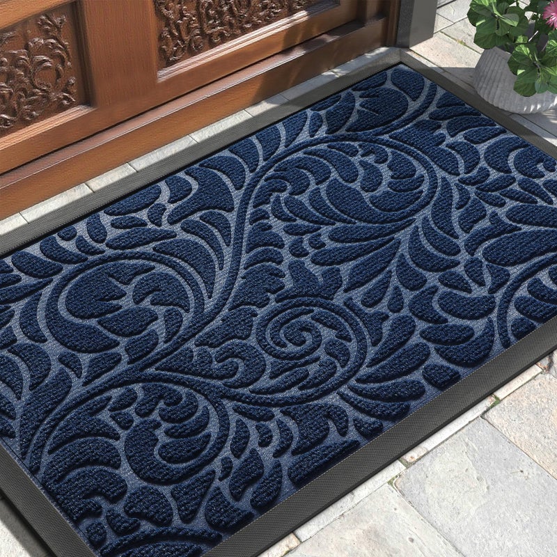 Yimobra Door Mat Outside Entrance 29.5x17, Waterproof Sturdy Outdoor Mats for Front Door, Heavy Duty Non-Slip Doormat for Garage Patio Entryway Indoor, Easy Clean, Blue - Image 1