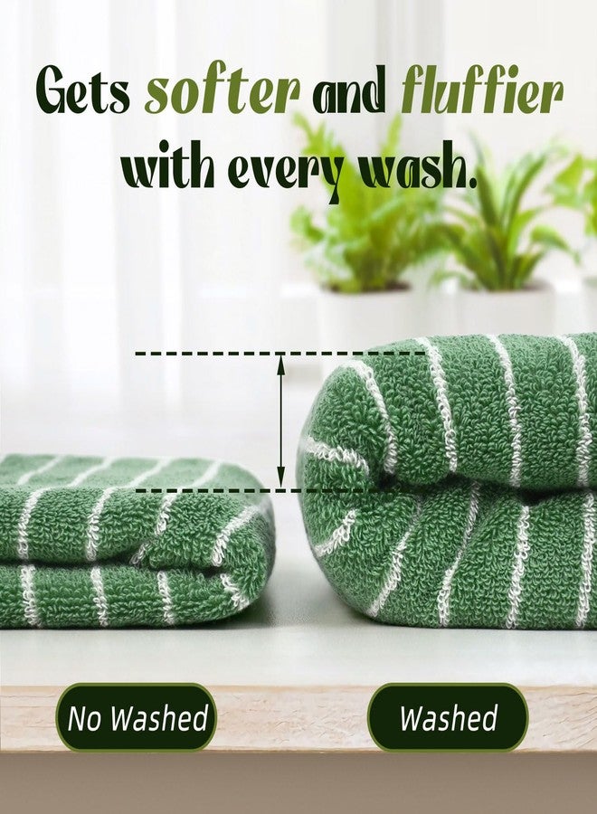 Jacquotha Hand Towels for Bathroom Green Striped - 2-Piece Premium Quick Drying Towels for Kitchen Spa Workout, Stylish Compact for Hand Face Hair, 14” x 29” - Image 3