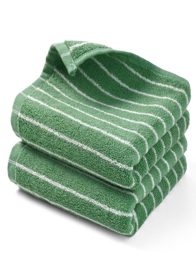 Jacquotha Hand Towels for Bathroom Green Striped - 2-Piece Premium Quick Drying Towels for Kitchen Spa Workout, Stylish Compact for Hand Face Hair, 14” x 29” - Image 1