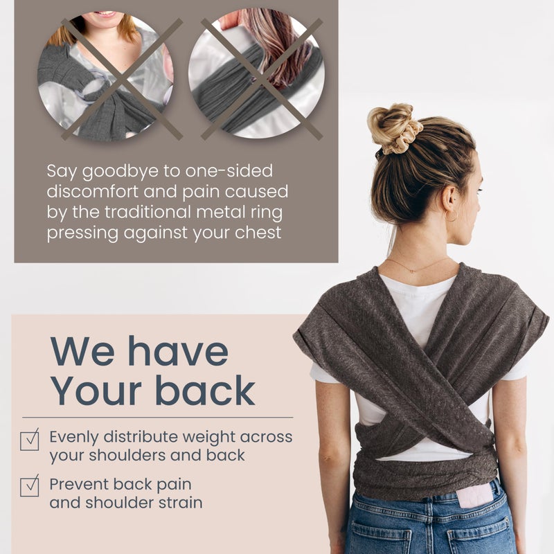 Max&So Baby Wrap Carrier - Premium Cotton Sling for Newborns to Toddlers - Hands-Free, Soothing Stretchy Fabric Wrap with Front Pocket for Essentials - One Size Fits All - by Max&So - Image 4