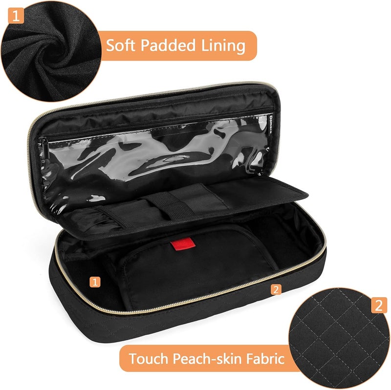 Damero Protective Stethoscope Case with Divider for Nurse Accessories, Stethoscope Carrying Bag Travel Case Compatible with 3M Littmann/ADC/Omron Stethoscope and Others, Black - Image 4