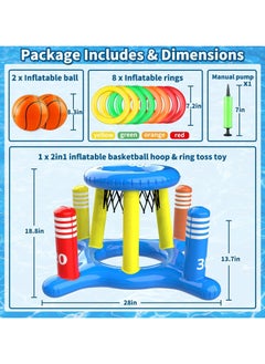 KASTWAVE Pool Toys for Kids Adult, 2in1 Inflatable Pool Floats Basketball Hoop & Ring Game, Swimming Pool Games for Adults and Family, Outdoor Party Poolside Water Toy  - Image 2