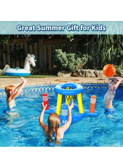 KASTWAVE Pool Toys for Kids Adult, 2in1 Inflatable Pool Floats Basketball Hoop & Ring Game, Swimming Pool Games for Adults and Family, Outdoor Party Poolside Water Toy  - Image 4