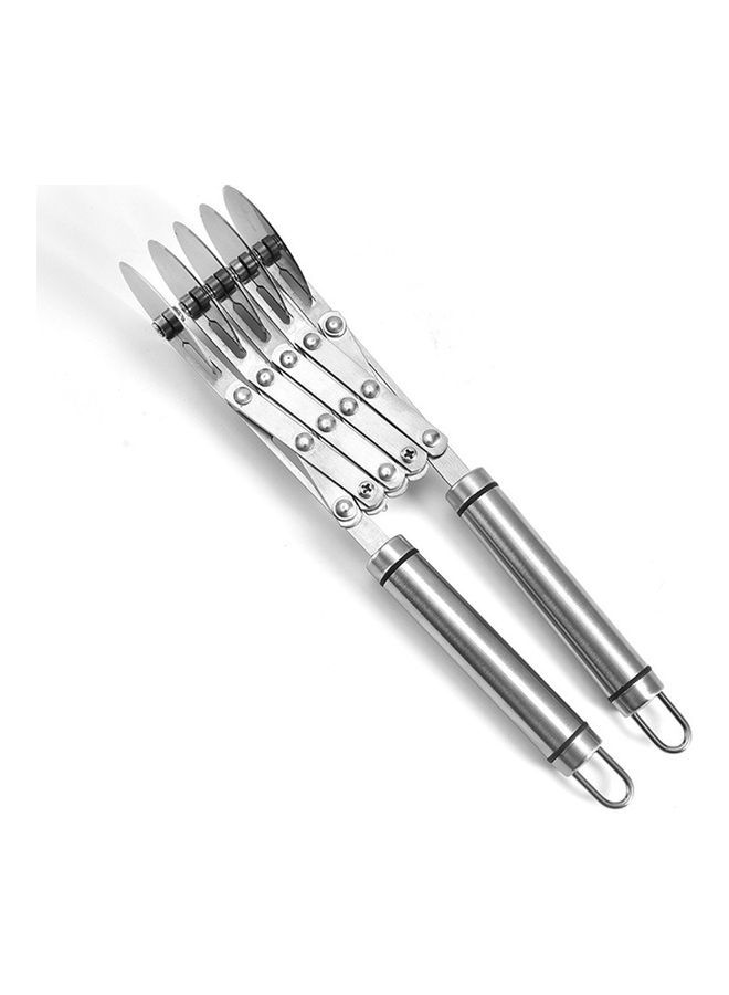 NIBEMINENT 5 Wheel Stainless Steel Pizza Slicer with Divider Handle Silver - Image 1