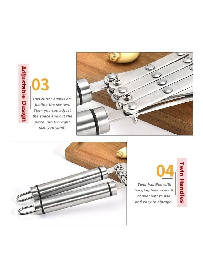 NIBEMINENT 5 Wheel Stainless Steel Pizza Slicer with Divider Handle Silver - Image 3