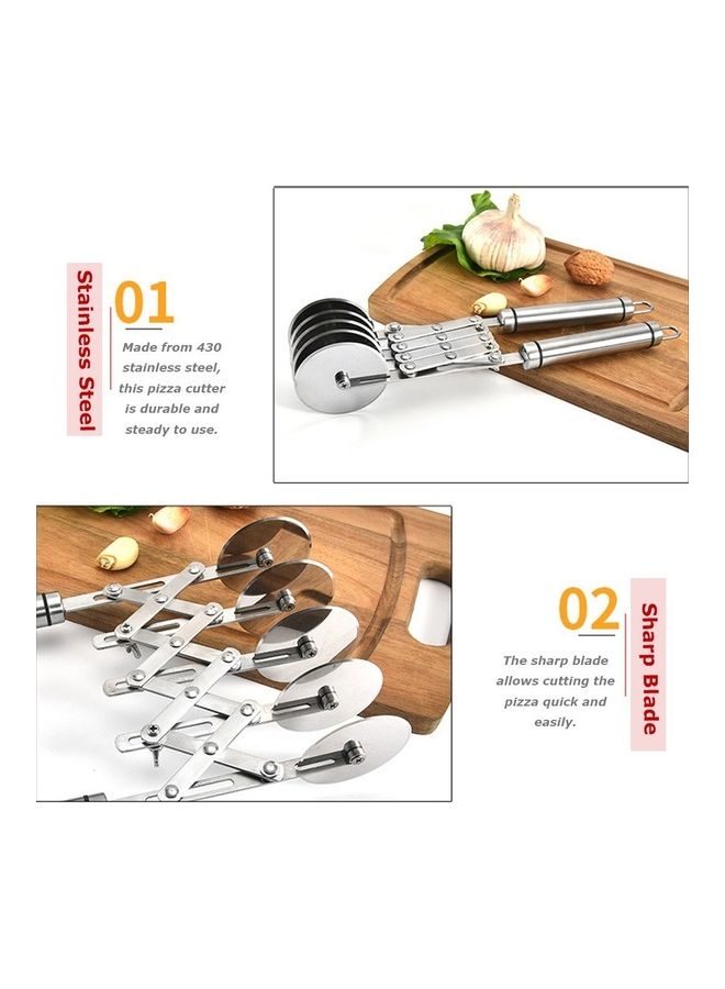 NIBEMINENT 5 Wheel Stainless Steel Pizza Slicer with Divider Handle Silver - Image 5