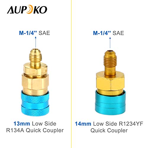 Aupoko AC Oil Injector Kit, R134A Oil Injector with R1234YF Low Side Quick Coupler, HVAC Dye Oil Injector with 1/4" SAE Connector, for R134A R22 R12 R1234YF Refrigerant System - Image 3