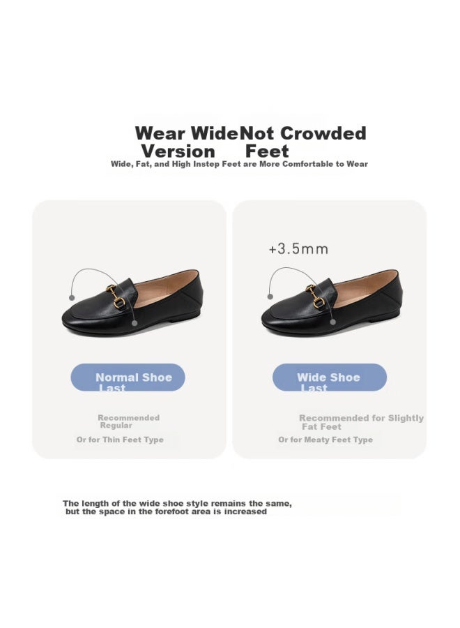 Comely Women's Leather Flat Slip-on Shoes Round Toe Basic Loafers Camel/ Wide Version Size 37 - Image 2