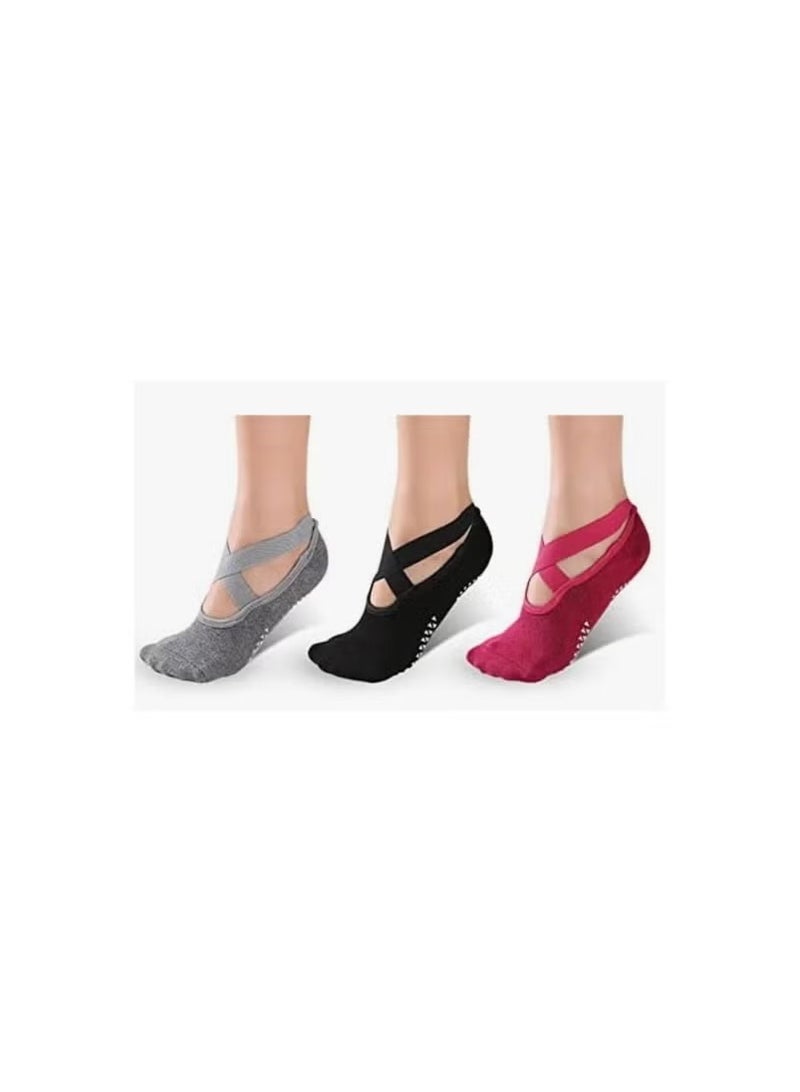 Haidue 3 Pairs Sports Yoga Socks for Women Pack Of 3 Pairs - Image 3