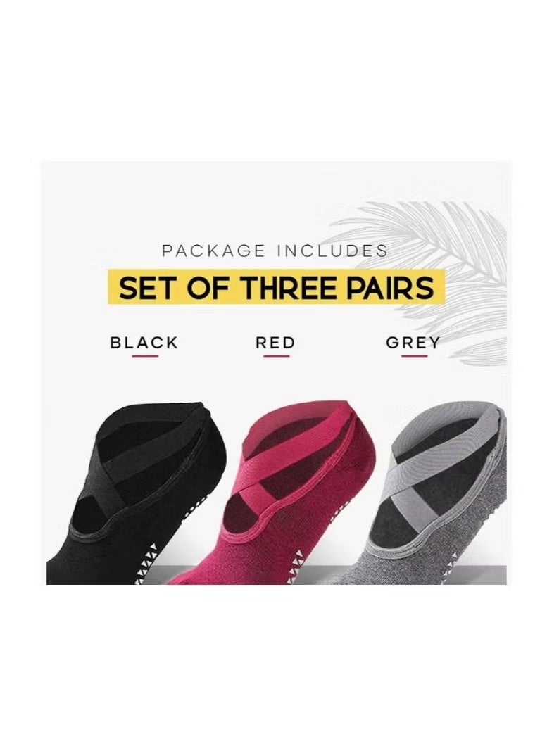 Haidue 3 Pairs Sports Yoga Socks for Women Pack Of 3 Pairs - Image 4