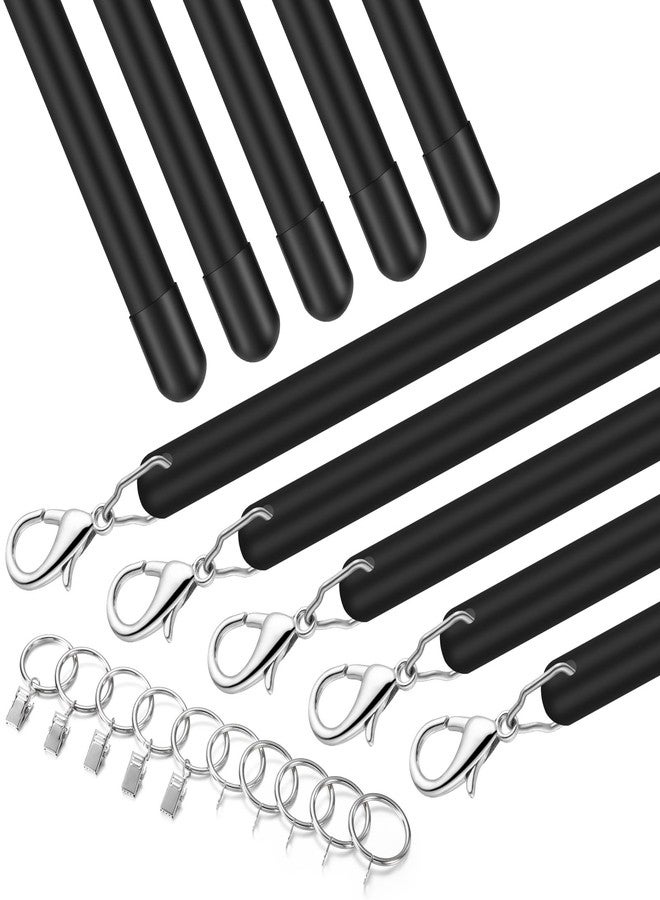 Shimeyao 10 Pack 36 Inch Acrylic Curtain Pull Wands Drapery Pull Rod Pure Black Versatile Fiberglass Blinds Wand Kits with Rings and Hooks for Opening Closing Curtains Homes Offices Window Opener - Image 1