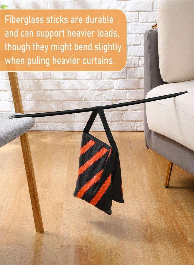 Shimeyao 10 Pack 36 Inch Acrylic Curtain Pull Wands Drapery Pull Rod Pure Black Versatile Fiberglass Blinds Wand Kits with Rings and Hooks for Opening Closing Curtains Homes Offices Window Opener - Image 4