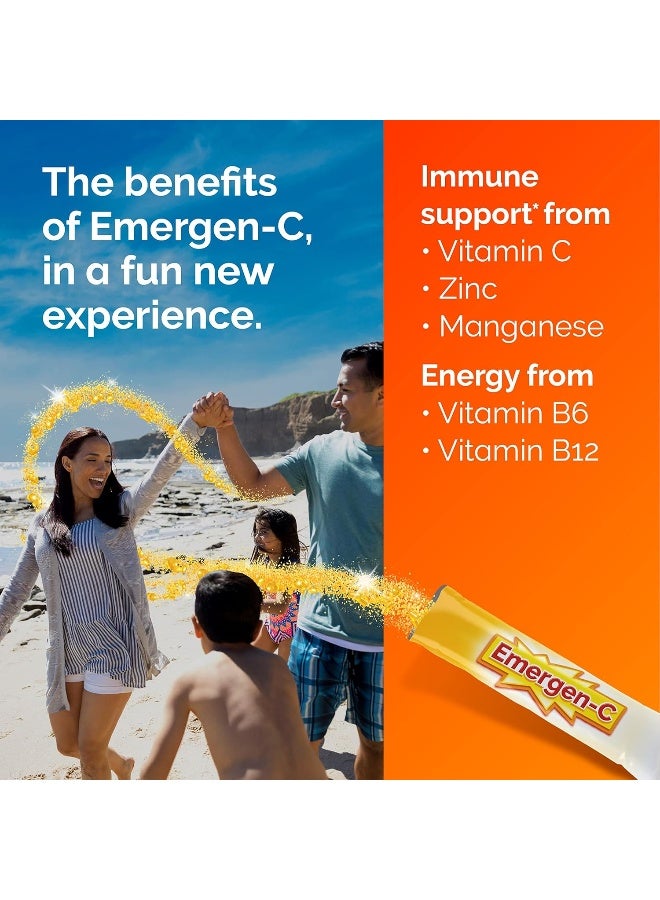 Emergen-C بلورات، مكمل دعم المناعة Emergen-C الجاهز مع فيتامين C، فيتامينات B، زنك ومنغنيز، نكهة البرتقال - 56 عبوة - Image 4