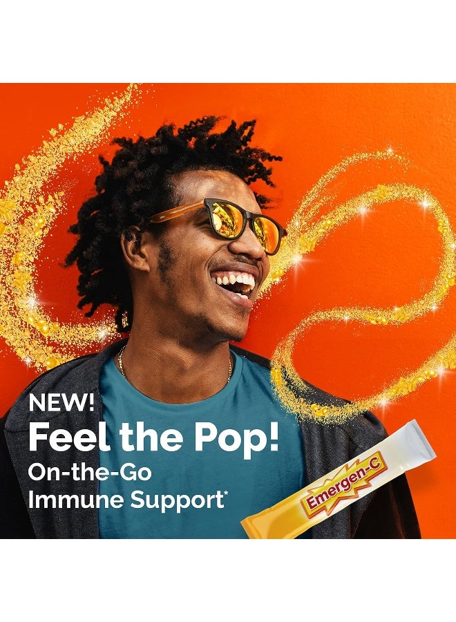 Emergen-C بلورات، مكمل دعم المناعة Emergen-C الجاهز مع فيتامين C، فيتامينات B، زنك ومنغنيز، نكهة البرتقال - 56 عبوة - Image 2