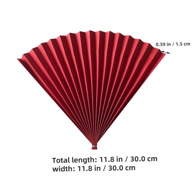 2Pcs Red Antique Paper Folding Fans Chinese Style Photography Props - Image 3