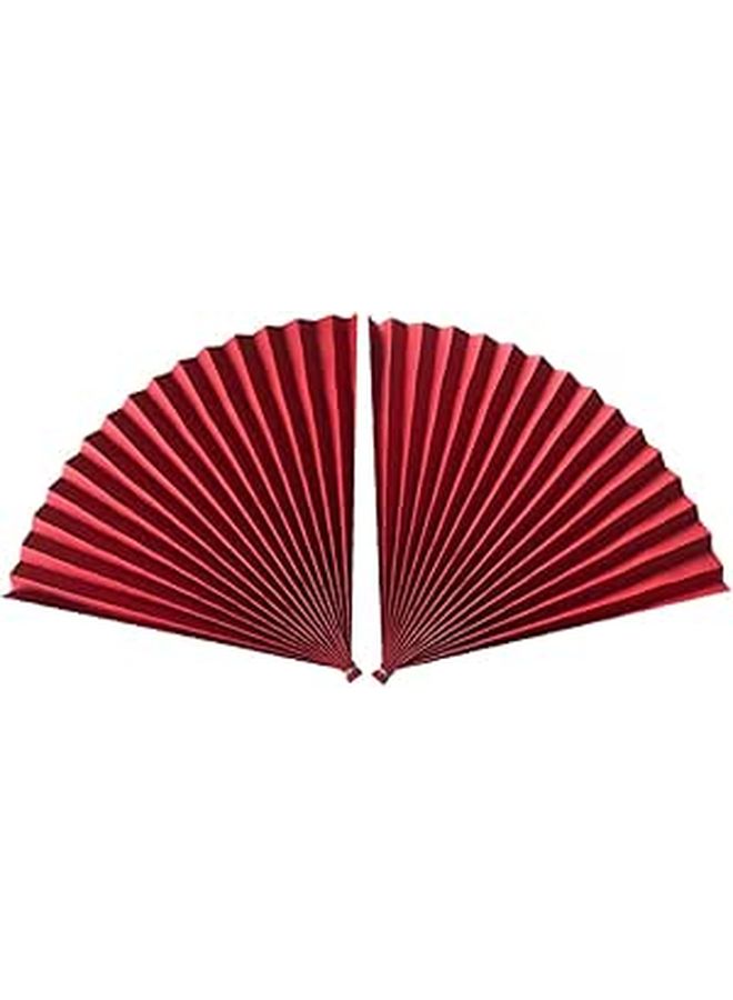 2Pcs Red Antique Paper Folding Fans Chinese Style Photography Props - Image 1