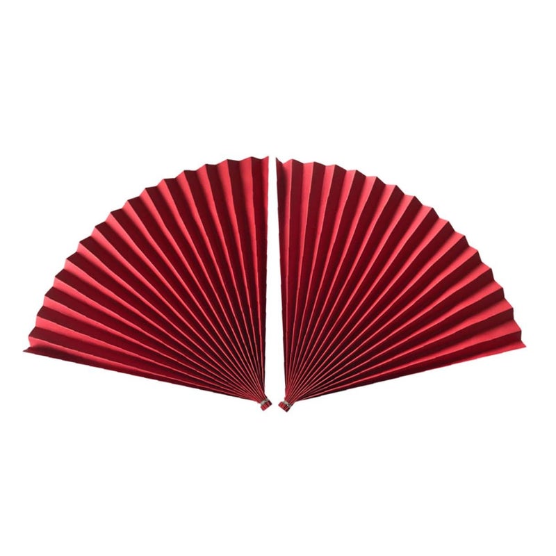 2Pcs Red Antique Paper Folding Fans Chinese Style Photography Props - Image 2