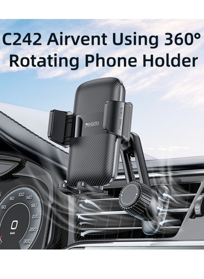 YESIDO C242 Air Vent Phone Holder Adjustable Car Phone Mount with Hook Clip - Image 3